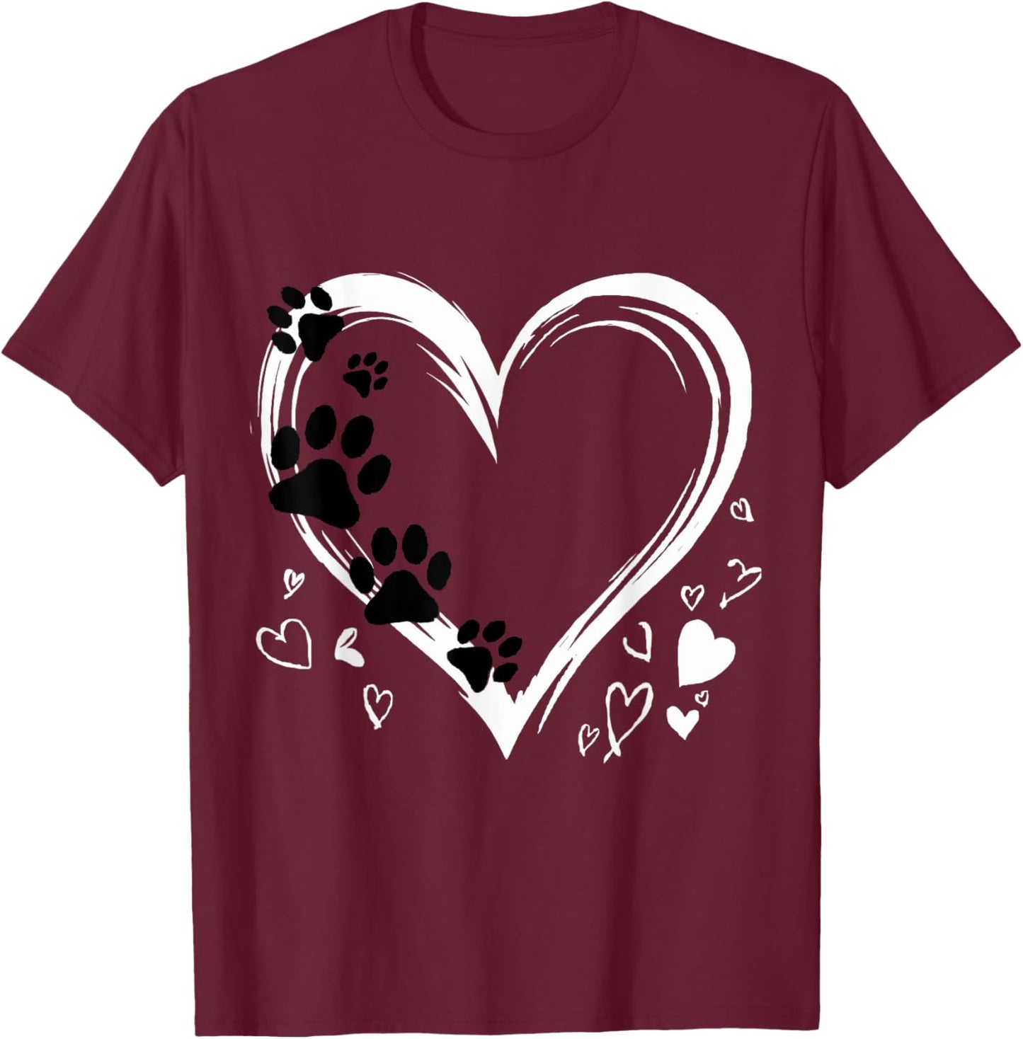 Heart Dog Lover Design - Walking the Dog T-Shirt - T-Shirt | Maroon