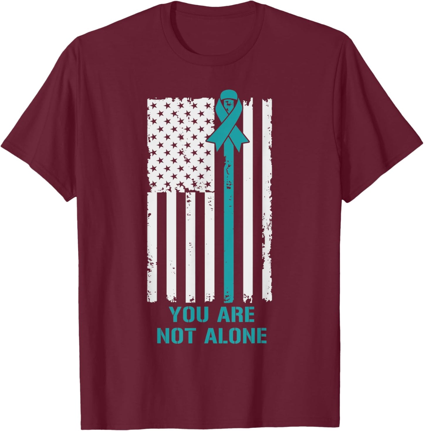 USA Flag You Are Not Alone PTSD Awareness T-Shirt - T-Shirt | Maroon