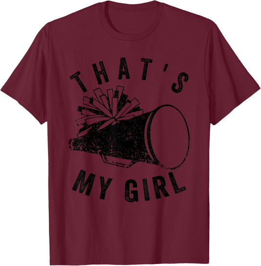 Retro That's My Girl Cheer Mom Cheer Leading Girl Game Day T-Shirt - T-Shirt | Maroon