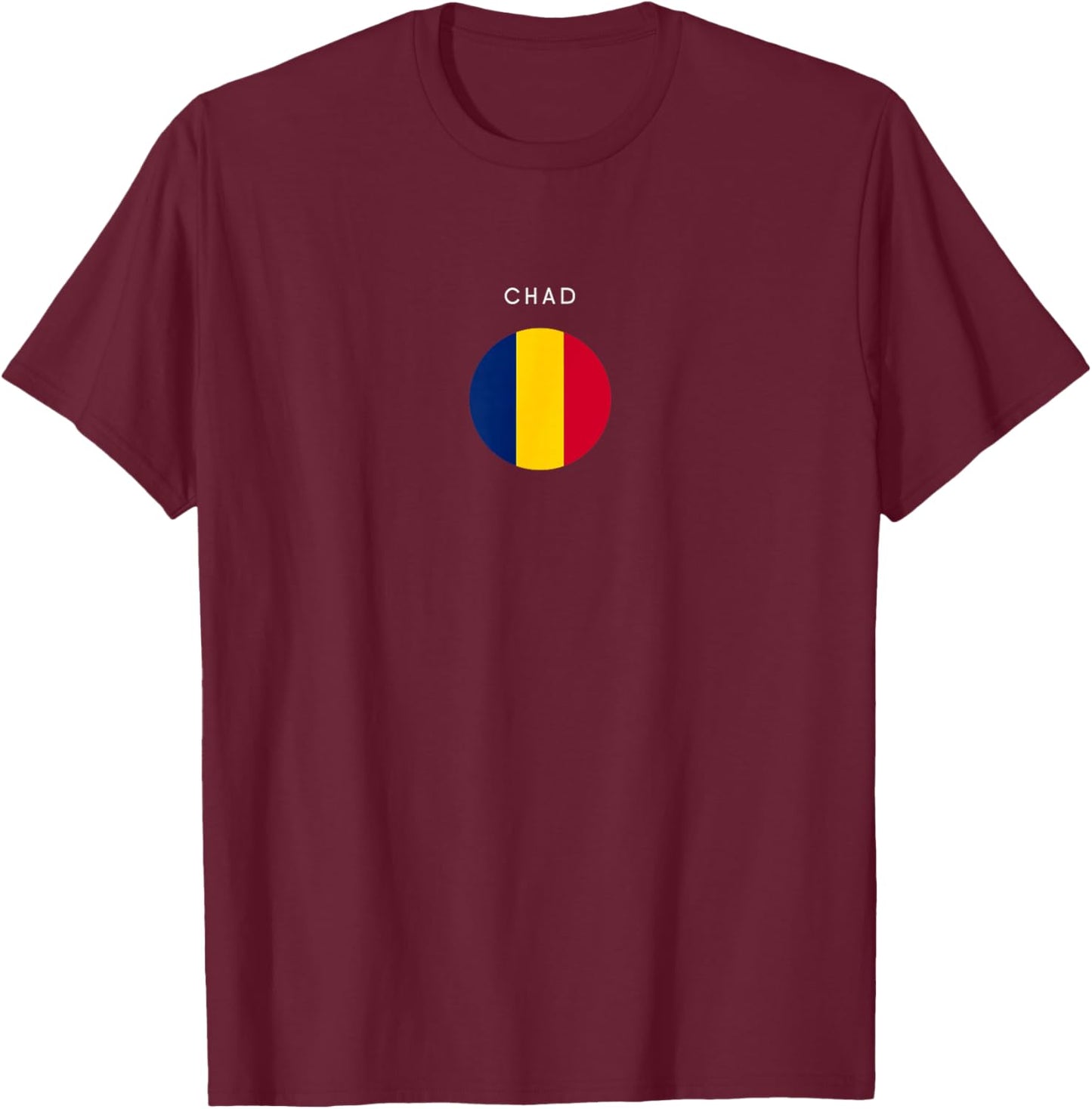 Chad Flag - Minimalist Souvenir World Travel Lover T-Shirt - T-Shirt | Maroon