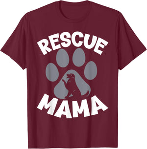 Rescue Mama - Rescue Dog Lover Outfit Rescue Mom T-Shirt - T-Shirt | Maroon