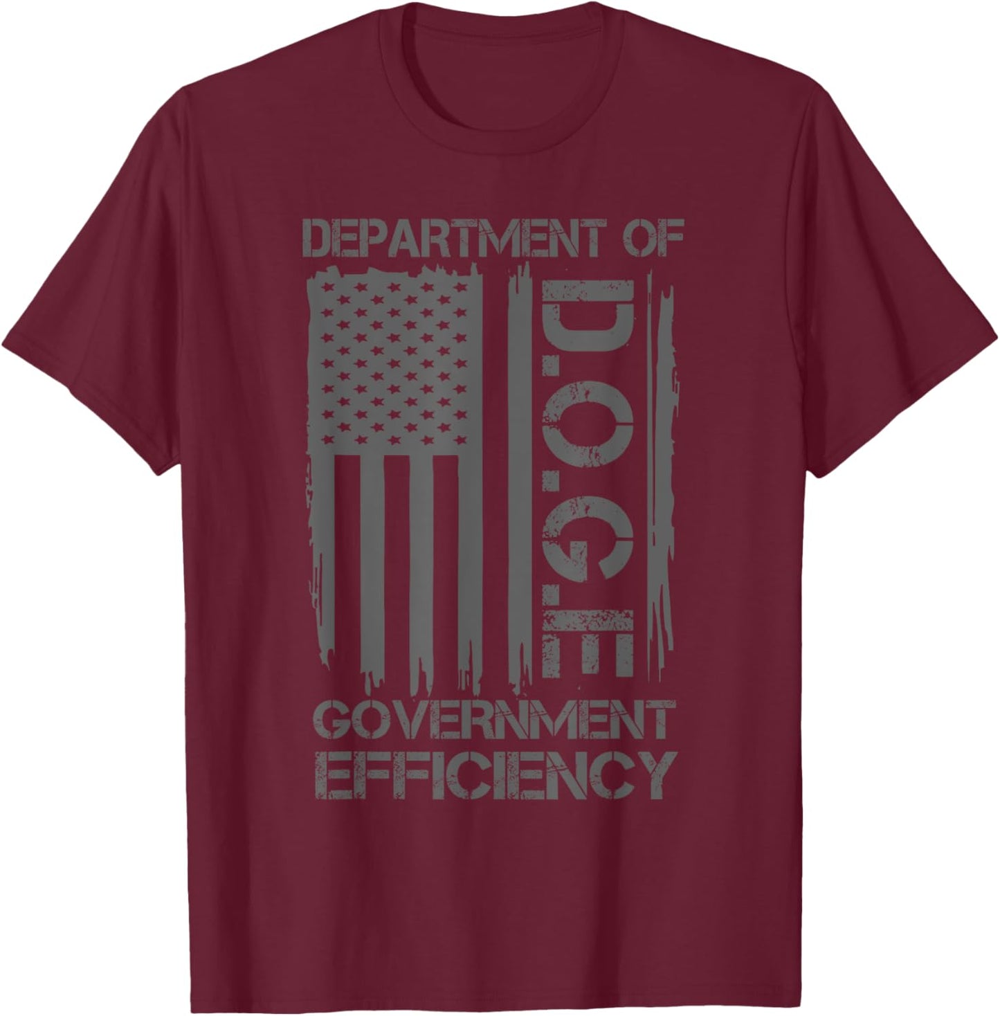 Doge Department of Government Efficiency Drapeau américain amusant T-Shirt - T-Shirt | Maroon