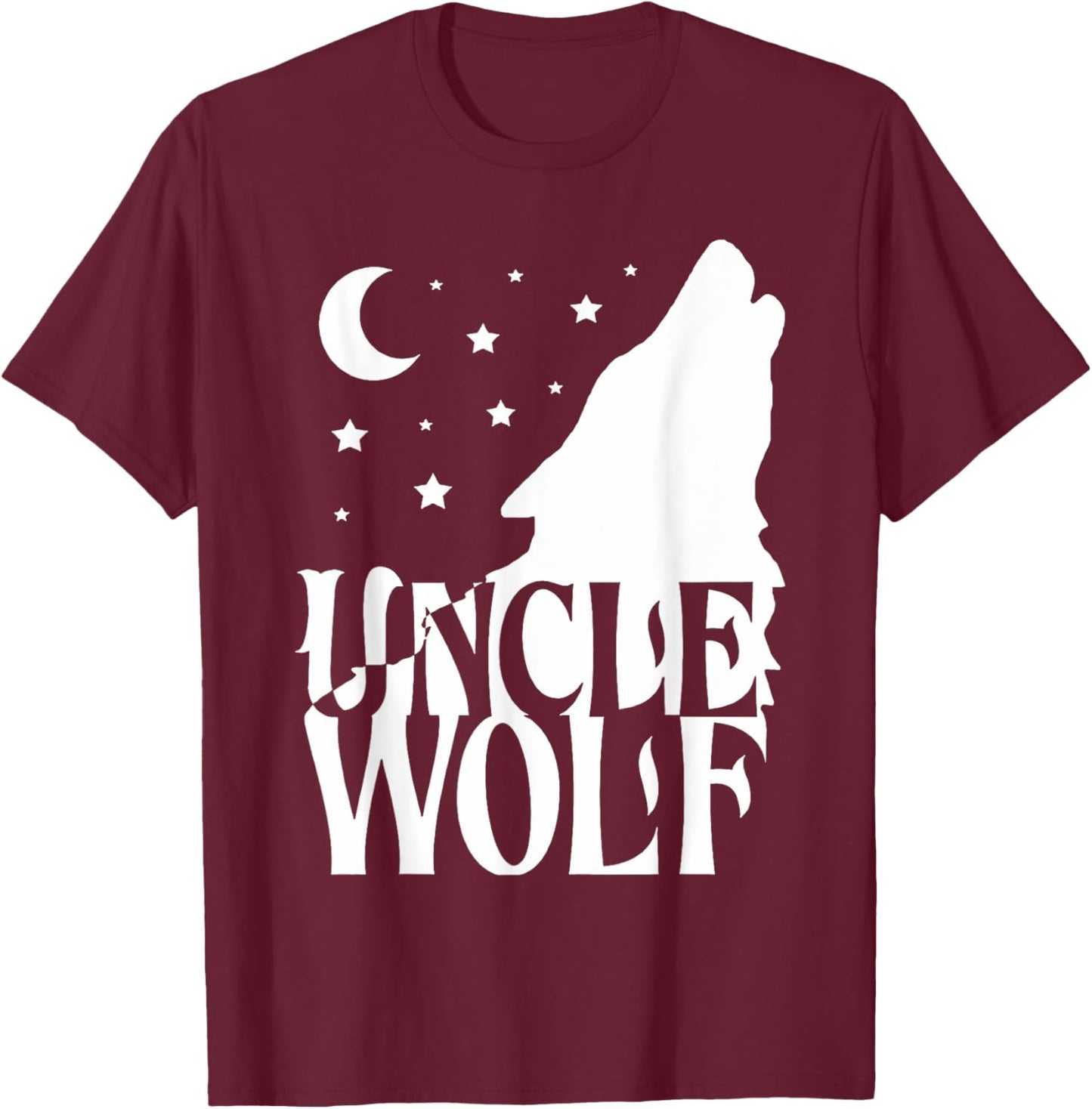 Uncle Wolf Gift Matching Family Tribe Wolves Moon T-Shirt - T-Shirt | Maroon