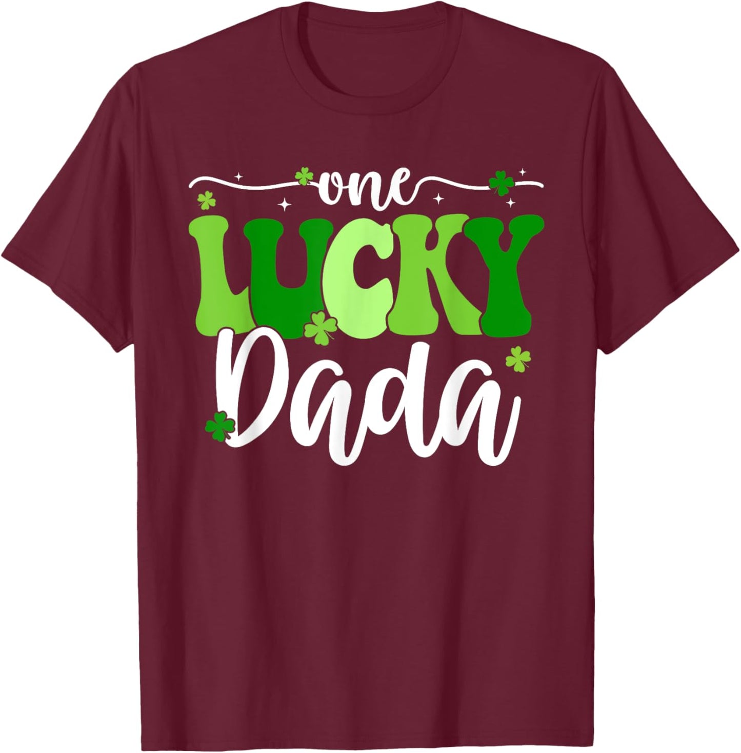 One Lucky Dada Groovy Retro Dada St Patrick's Day T-Shirt - T-Shirt | Maroon