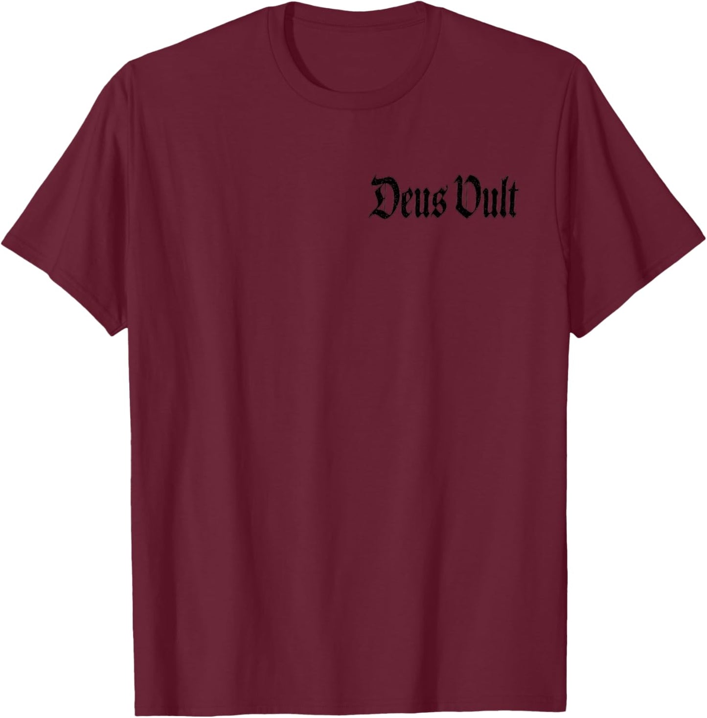 Deus Vult God Wills it Latin Phrase Knights Templar T-Shirt - T-Shirt | Maroon