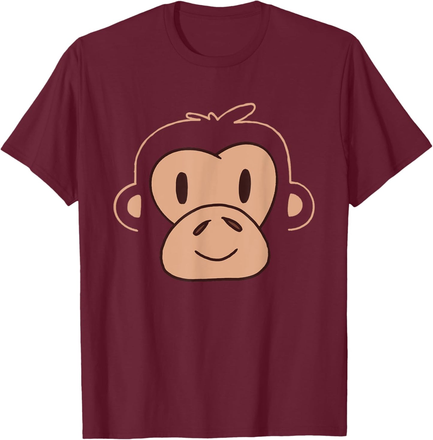 Kawaii Monkey Face T-Shirt - T-Shirt | Maroon