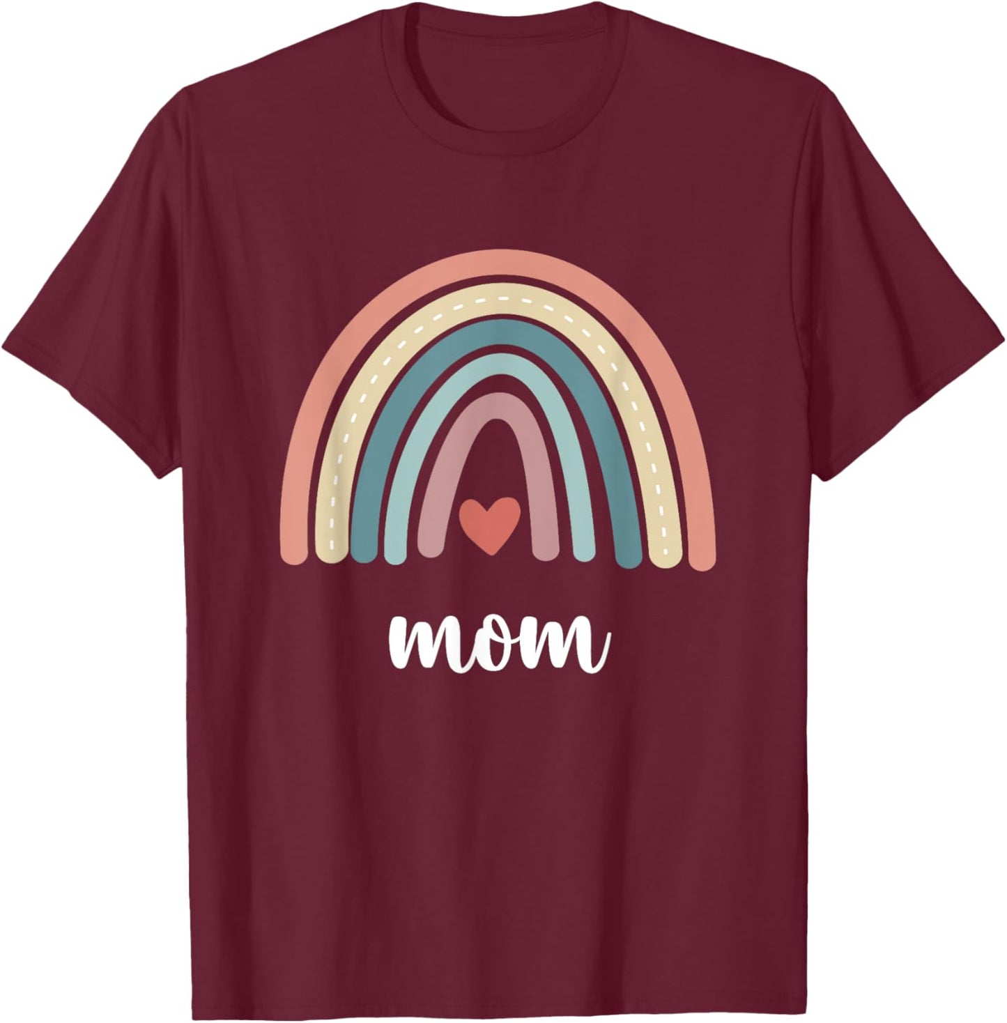 Mom Rainbow Mama Boho Rainbow Family Matching Mommy Birthday T-Shirt - T-Shirt | Maroon