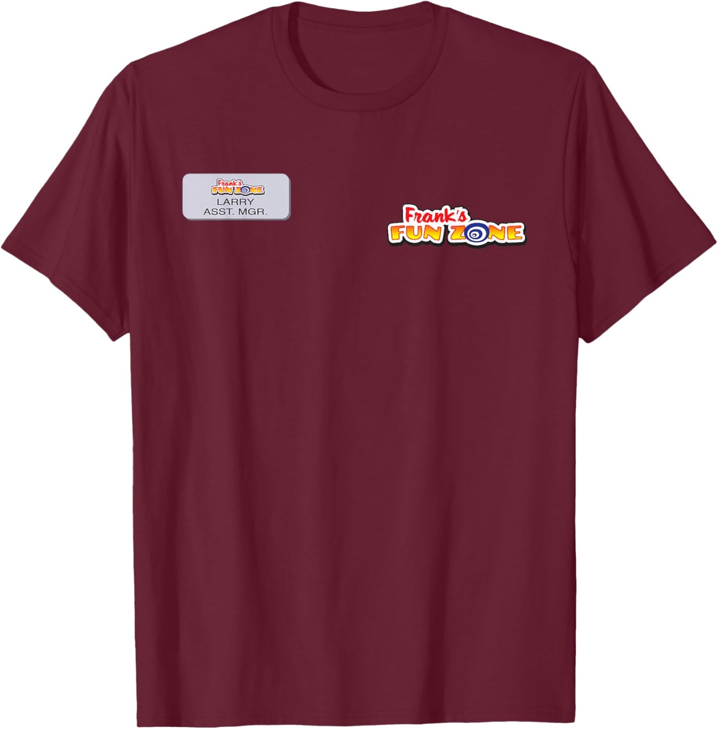 Brooklyn Nine-Nine Frank’s Fun Zone Larry Asst Manager T-Shirt - T-Shirt | Maroon