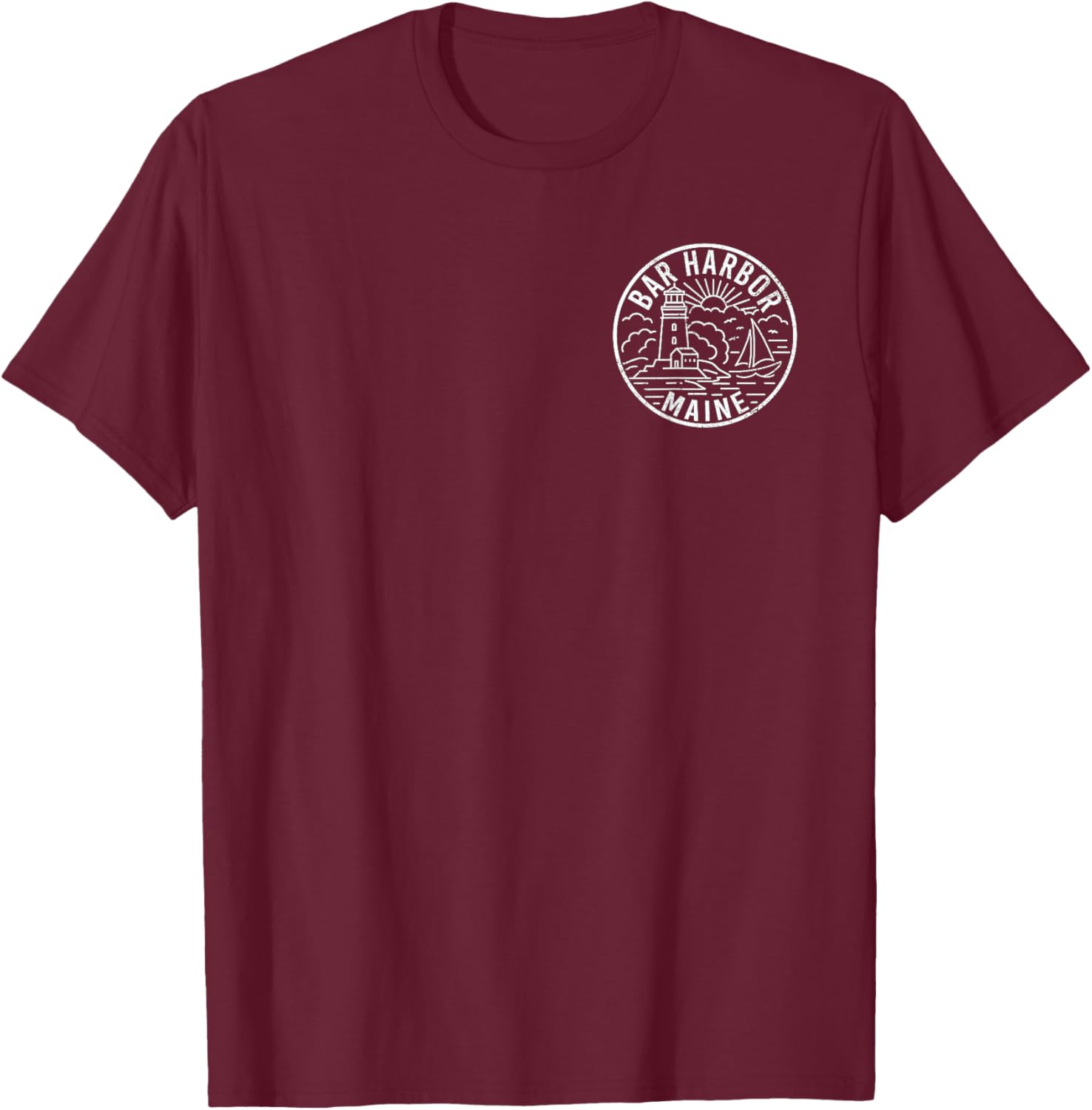 Bar Harbor Maine Front and Back T-Shirt - T-Shirt | Maroon
