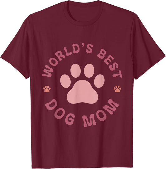 World's Best Dog Mom T-Shirt - T-Shirt | Maroon