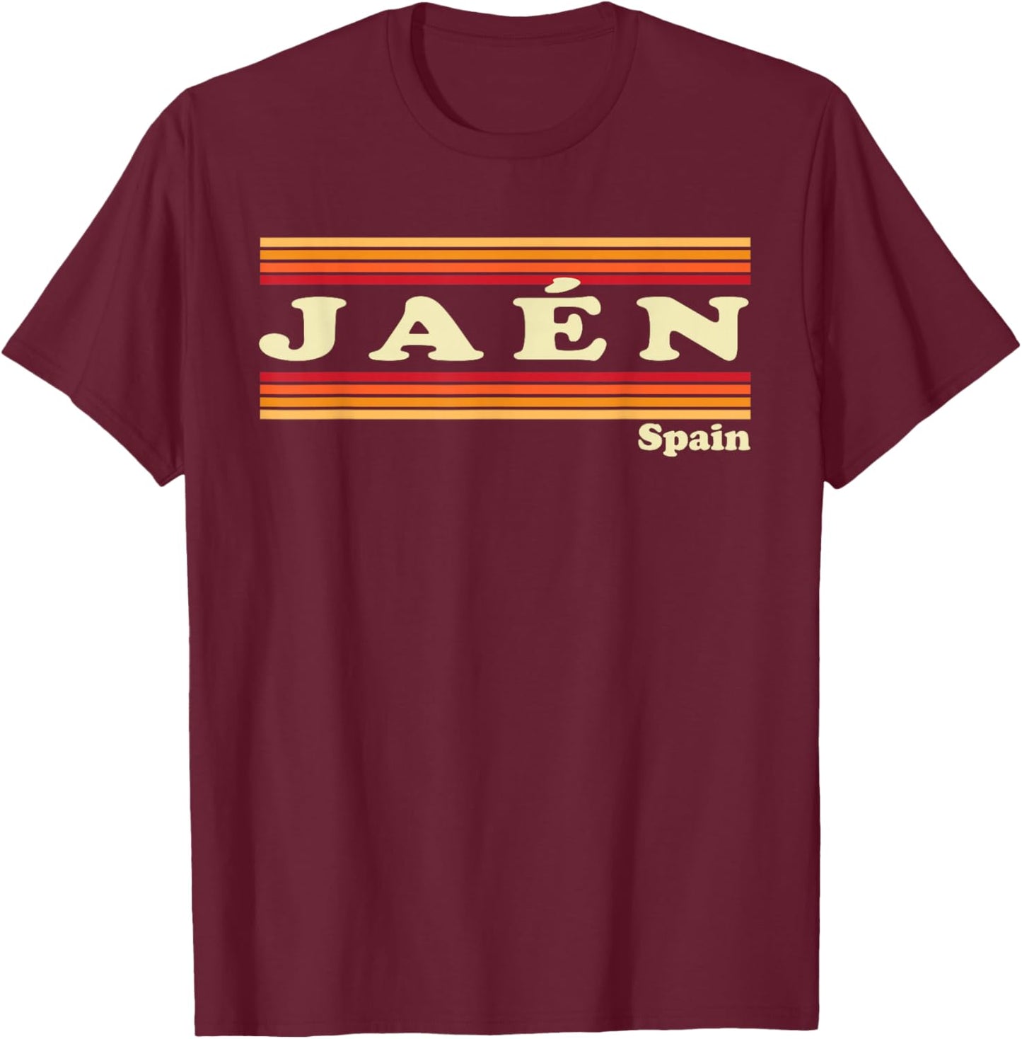 Vintage 80s Jaen Spain Retro Graphic T-Shirt - T-Shirt | Maroon