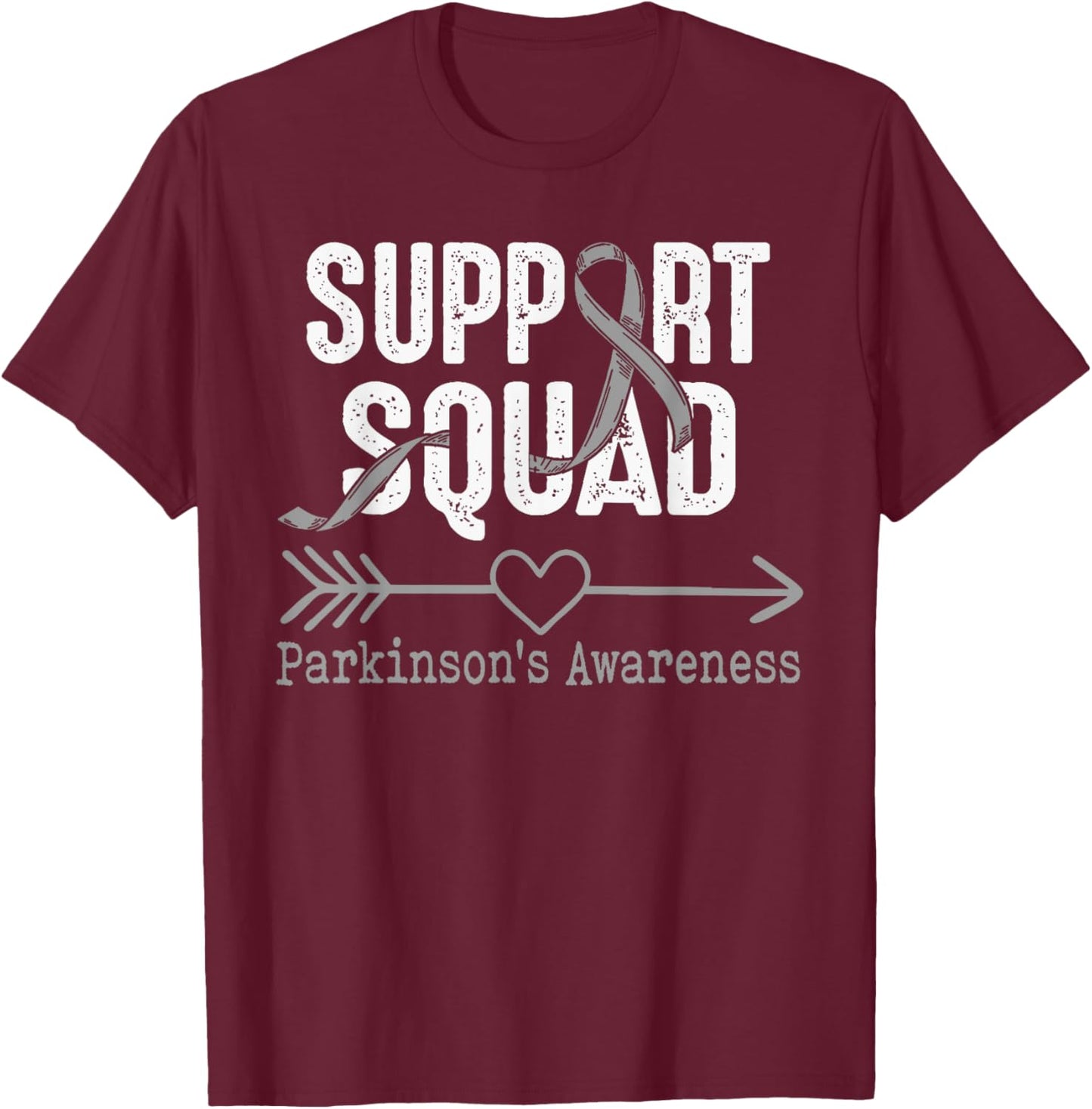 Support Squad Parkinson’s Disease Awareness Month T-Shirt - T-Shirt | Maroon