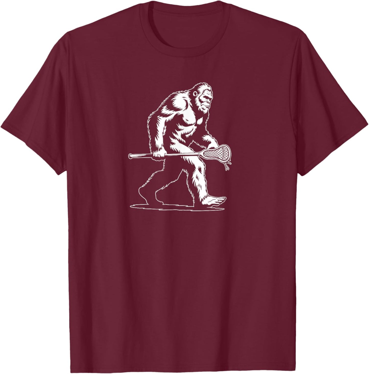 Sasquatch Lax Bigfoot Lacrosse Stick Vintage 80s T-Shirt - T-Shirt | Maroon