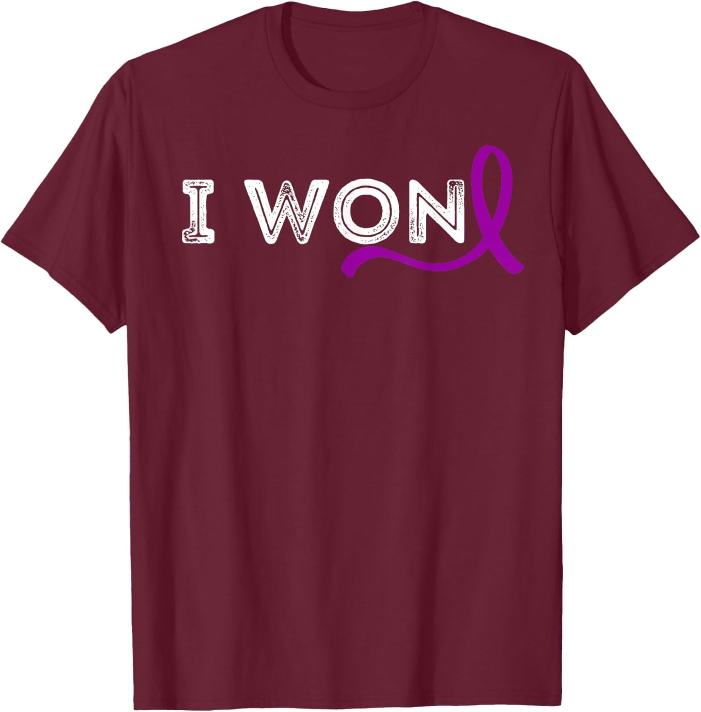 I Won Hodgkin's Lymphoma Awareness Cancer Purple Ribbon T-Shirt - T-Shirt | Maroon