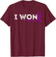 I Won Hodgkin's Lymphoma Awareness Cancer Purple Ribbon T-Shirt - T-Shirt | Maroon