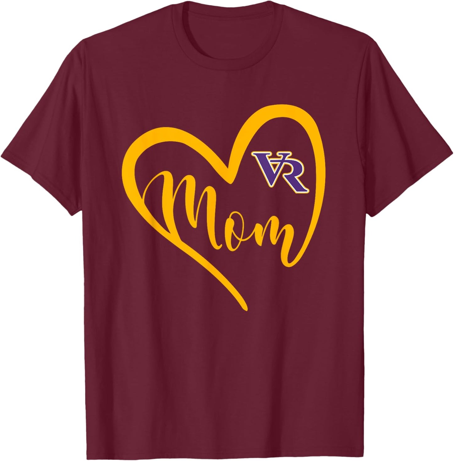 Villa Rica Wildcats Logo Heart Mom HS T-Shirt - T-Shirt | Maroon