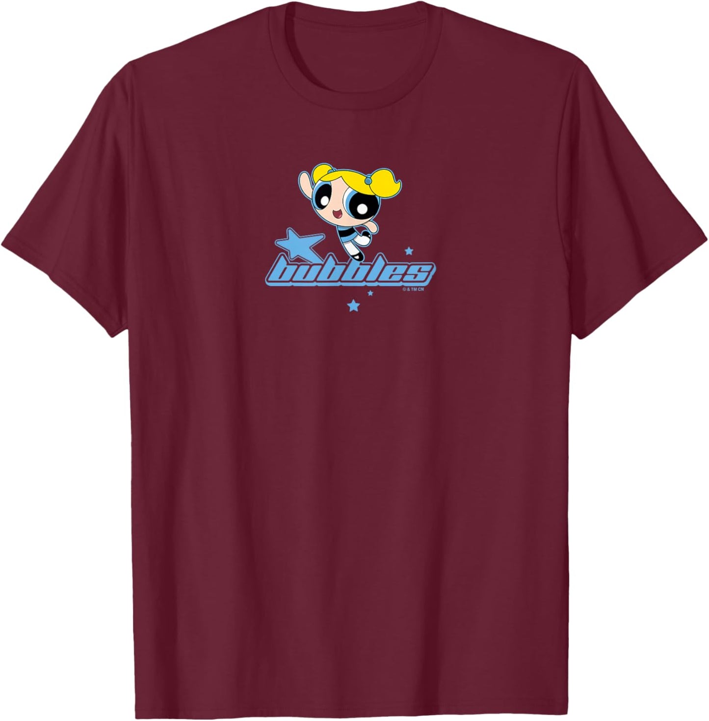 The Powerpuff Girls Bubbles Retro Stars Logo T-Shirt - T-Shirt | Maroon
