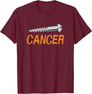 Screw Cancer - Screw and Orange Ribbon Letters T-Shirt - T-Shirt | Maroon