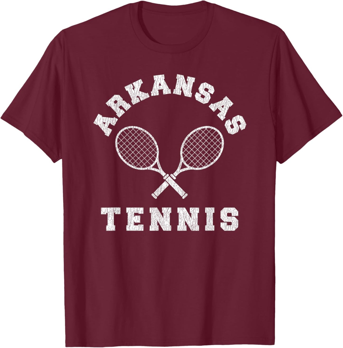 Arkansas Vintage Tennis Team Distressed Retro 90s Vibe T-Shirt - T-Shirt | Maroon