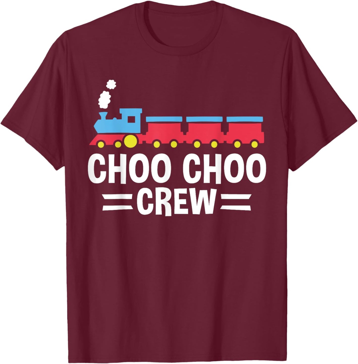 Choo Choo Crew Railway Train Birthday T-Shirt - T-Shirt | Maroon