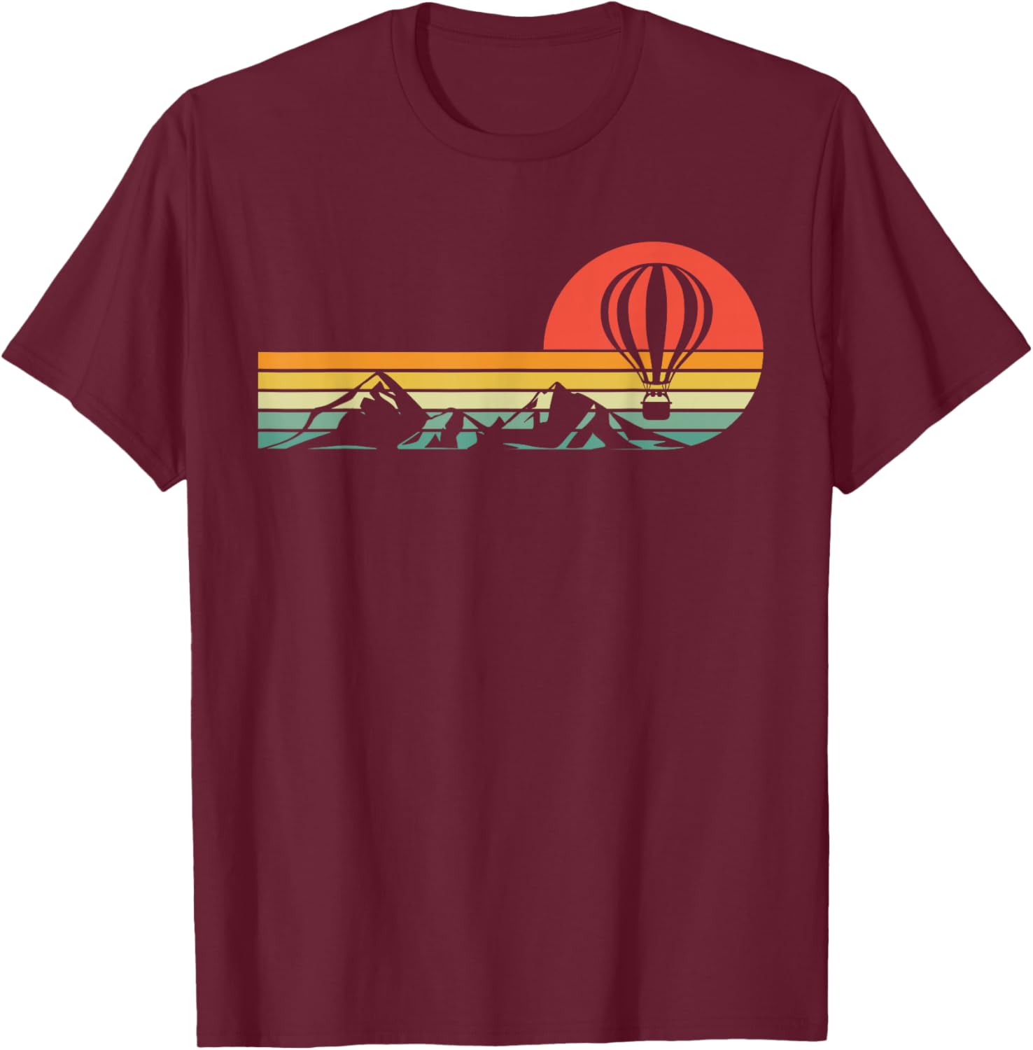 Hot Air Balloon Retro Vintage T-Shirt - T-Shirt | Maroon