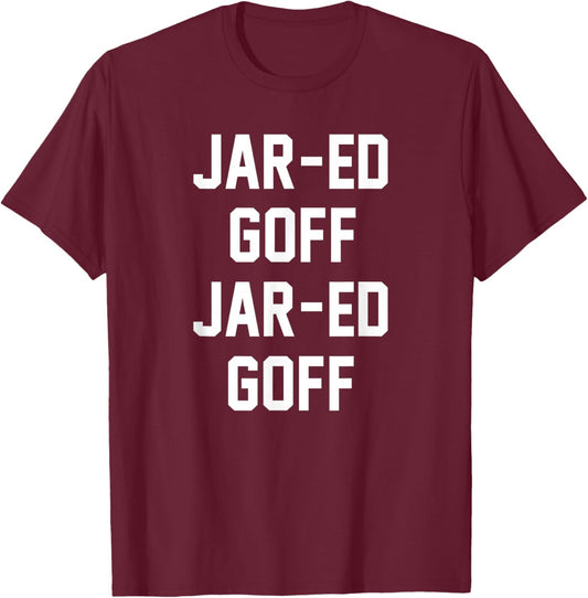 JAR-ED GOFF -Adults Black Small Modern Classic Fit T-Shirt - T-Shirt | Maroon
