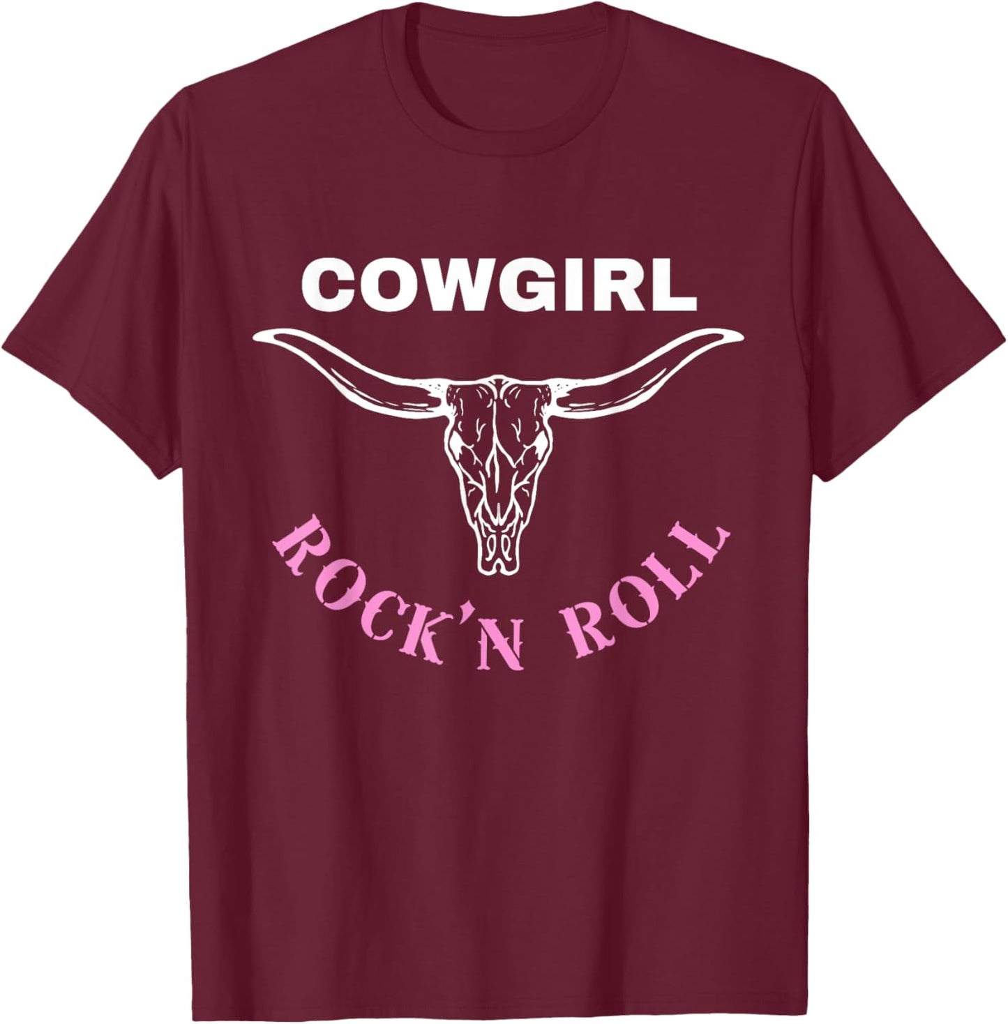 Cowgirl Rock'n Roll for Western Country Music Concert Lovers T-Shirt - T-Shirt | Maroon