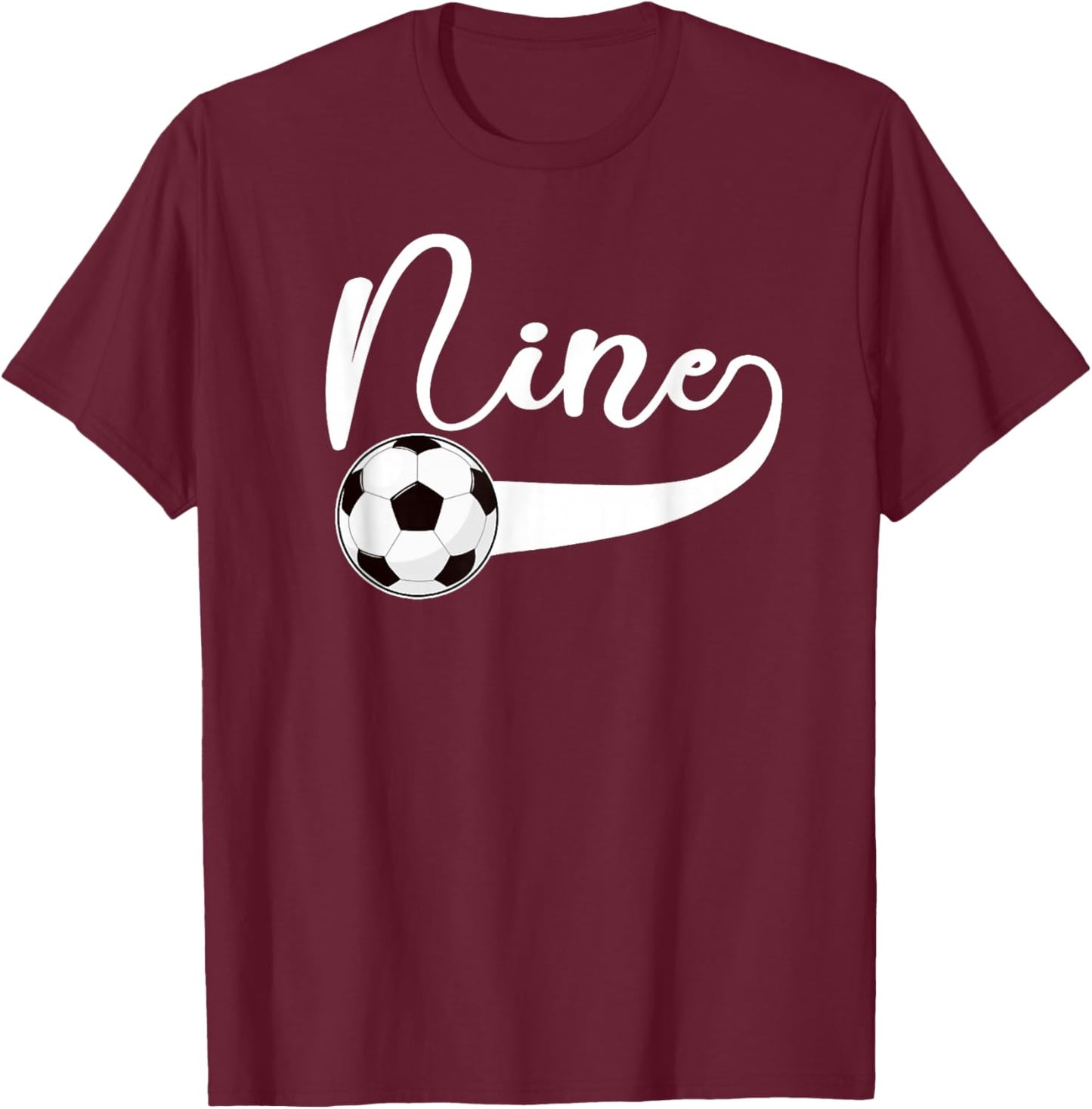 9th Birthday Party Soccer Boy 9 Year Old Soccer Player T-Shirt - T-Shirt | Maroon