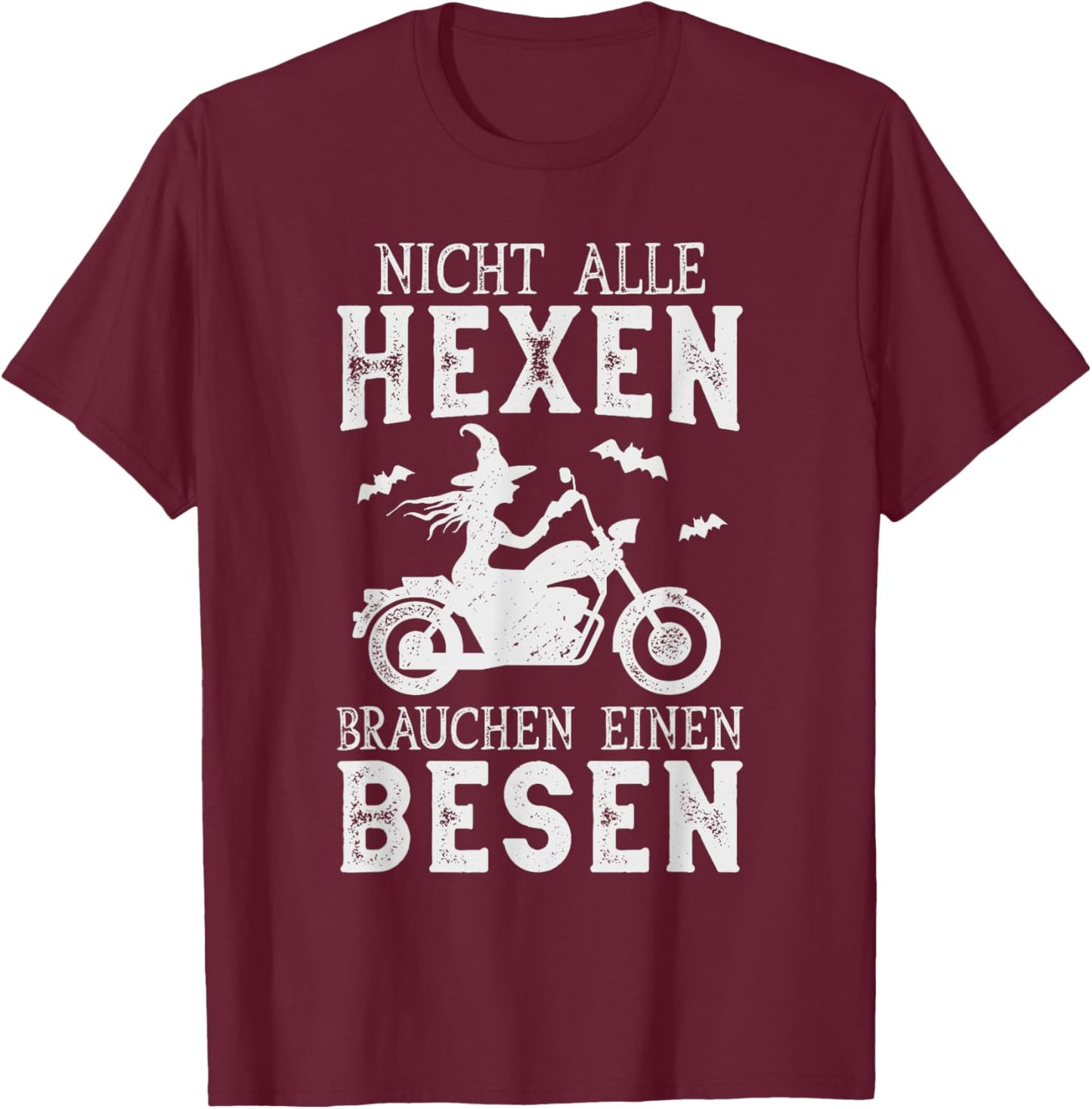 Biker Frau Motorradfahrerin Hexe Motorrad T-Shirt - T-Shirt | Maroon