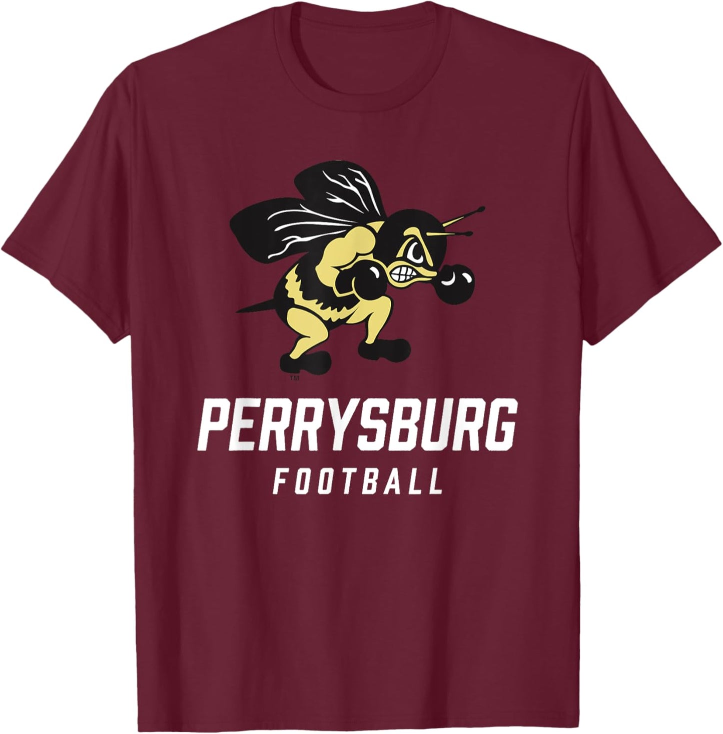 Perrysburg Yellow Jackets Logo Football Team HS T-Shirt - T-Shirt | Maroon