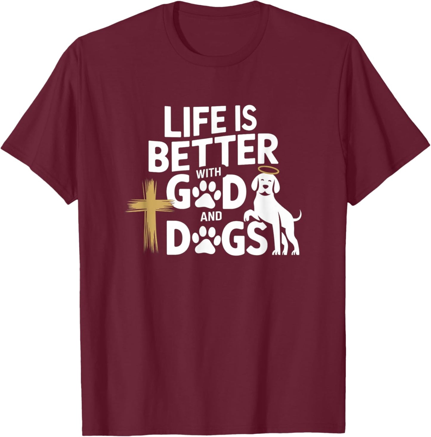 Adults Dog Lovers Spiritual/Religious Classic Fit Black T-Shirt - T-Shirt | Maroon