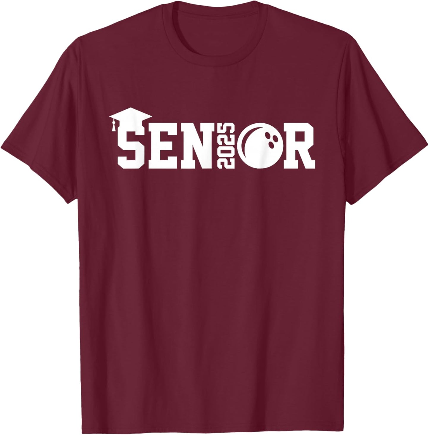 Senior 2025 Bowling Player Class Of 2025 Graduation Seniors T-Shirt - T-Shirt | Maroon
