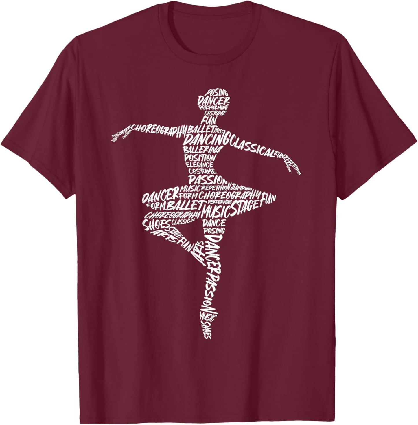 Ballet Ballerinas Typography Women Kids Girls Ballet Dancer T-Shirt - T-Shirt | Maroon