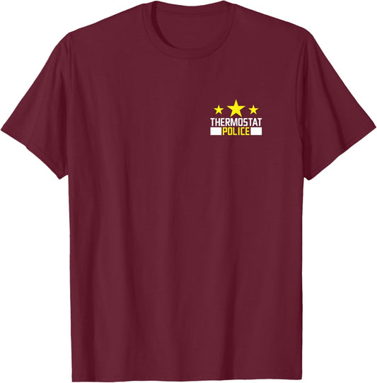 Funny Father's Day Humor Dad Joke Pocket Thermostat Police T-Shirt - T-Shirt | Maroon