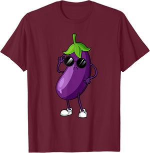 Cool Eggplant Art Women Kid Vegetable Eggplant Lover T-Shirt - T-Shirt | Maroon