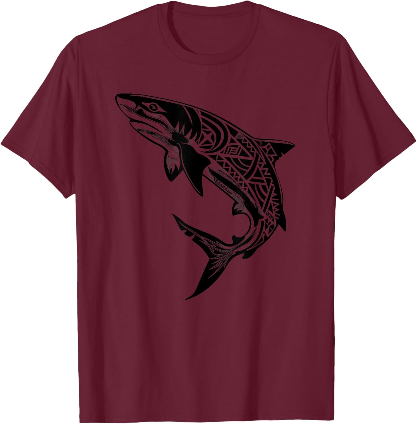 Tribal Shark Shirt - Maori Shirt - Hawaiian Tribal T-Shirt - T-Shirt | Maroon