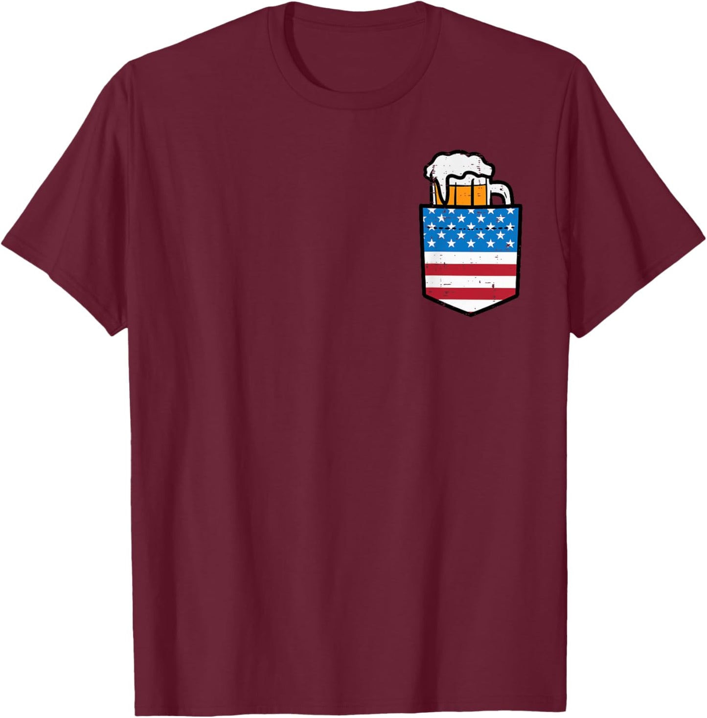 4th of July American Flag Pocket Funny Patriot Dad Team Men T-Shirt - T-Shirt | Maroon