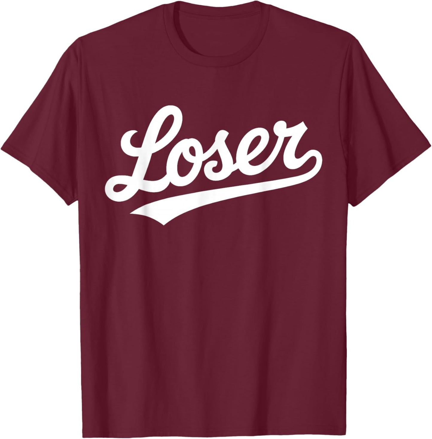 Loser Retro Script Design | Funny Ironic Bold Typography T-Shirt - T-Shirt | Maroon
