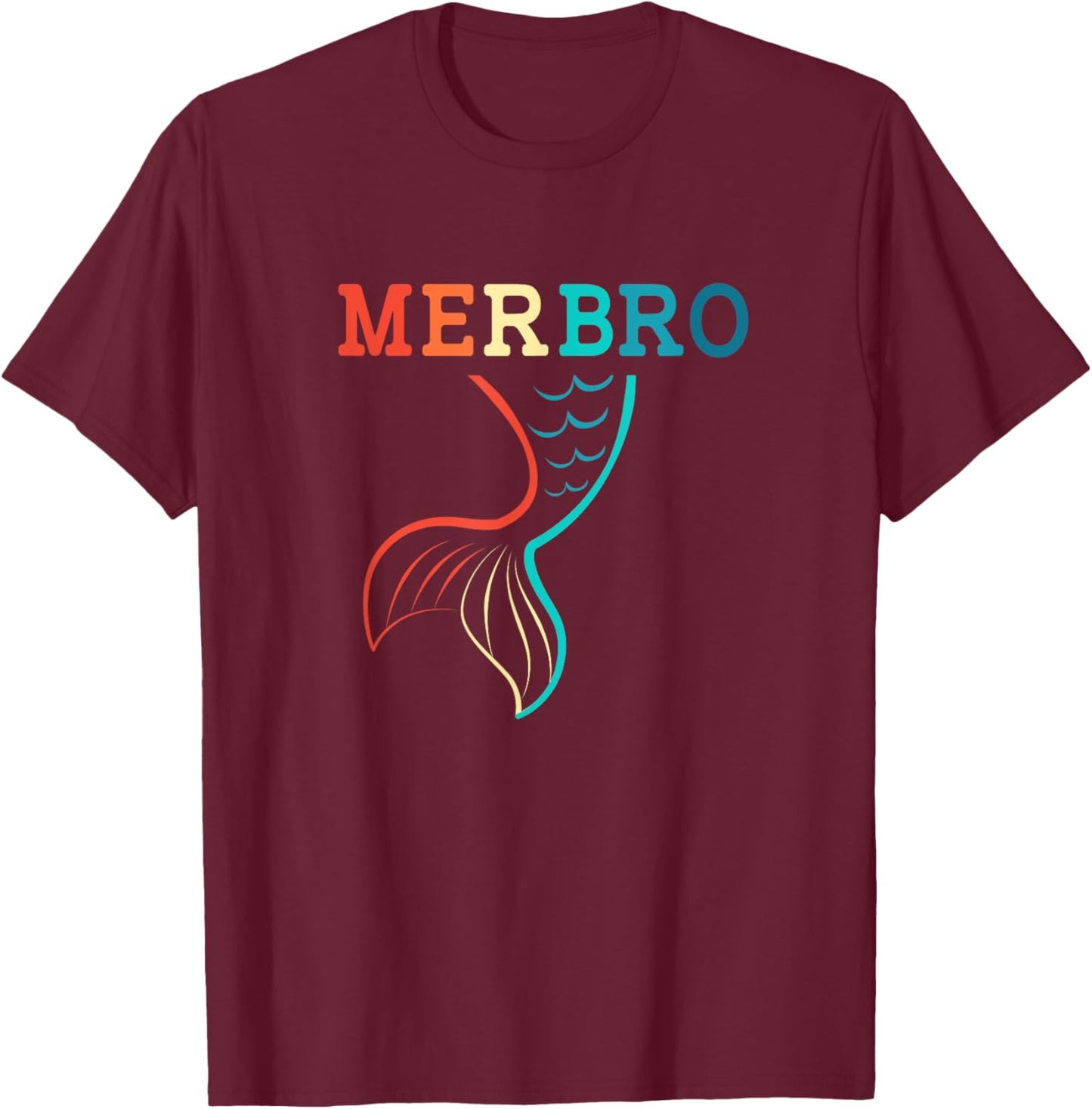 Retro Merman Lover Merbro Mermaid Brother T-Shirt - T-Shirt | Maroon