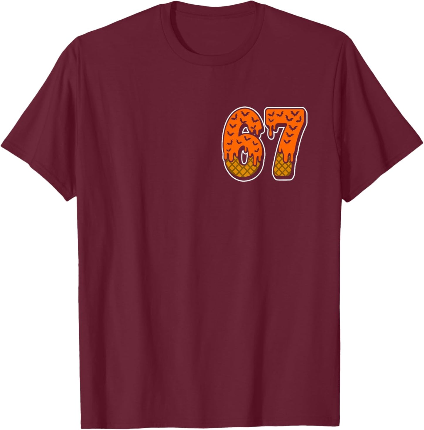 Six Seven Halloween Funny 67 Meme Ice Cream Pumpkin T-Shirt - T-Shirt | Maroon