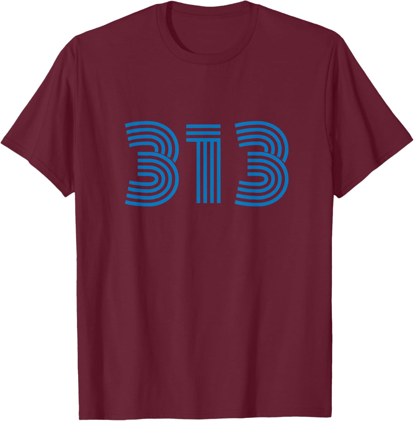 Detroit 313 Area Code Retro T-Shirt - T-Shirt | Maroon
