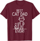 Best Cat Dad Ever Fun Line Art Illustration T-Shirt - T-Shirt | Maroon