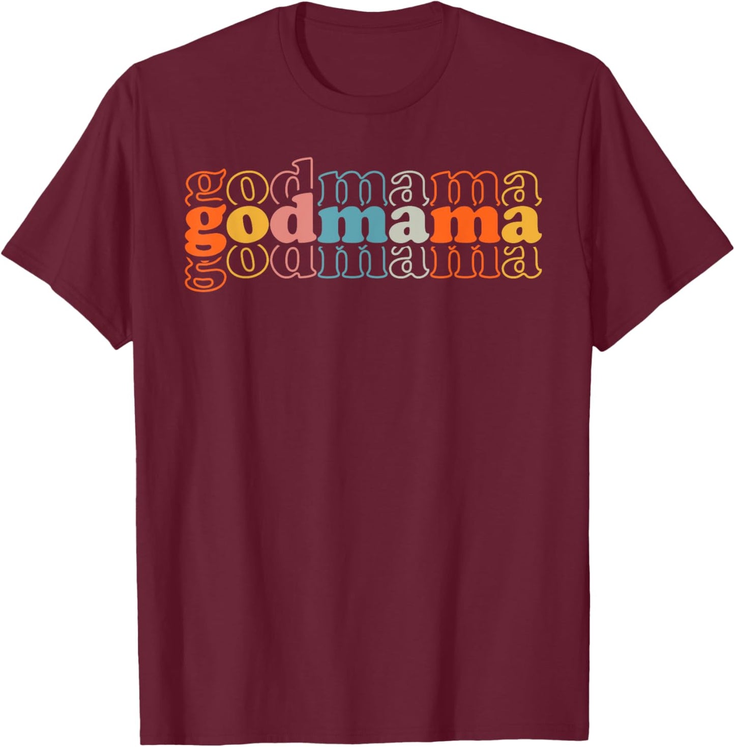 Godmama Retro Mother's Day Best Godmother T-Shirt - T-Shirt | Maroon