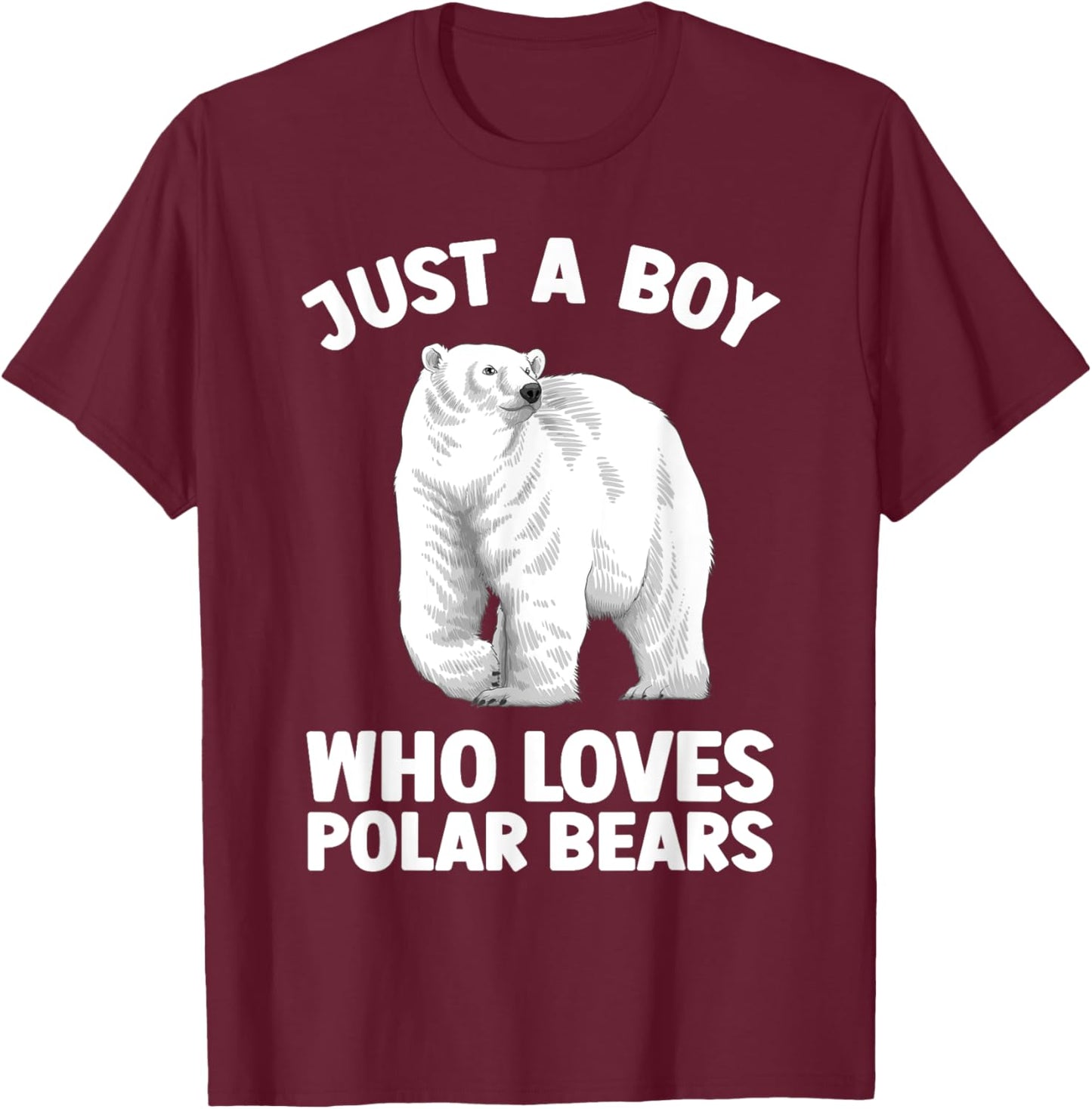 Cute Polar Bear Design Boys Arctic Polar Bear Lover T-Shirt - T-Shirt | Maroon