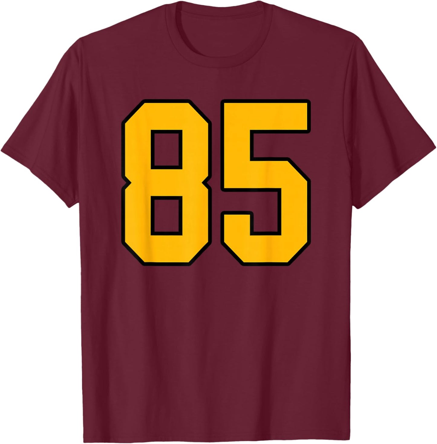 Gold and Black Sports Number 85 Jersey Uniform Player T-Shirt - T-Shirt | Maroon