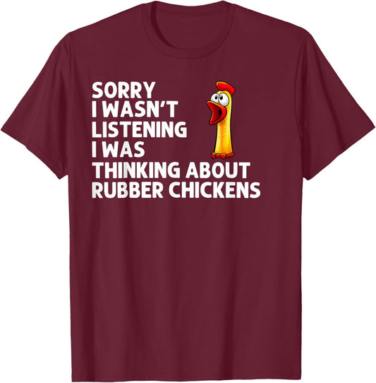 Funny Rubber Chicken Art Women Giant Rubber Chicken T-Shirt - T-Shirt | Maroon