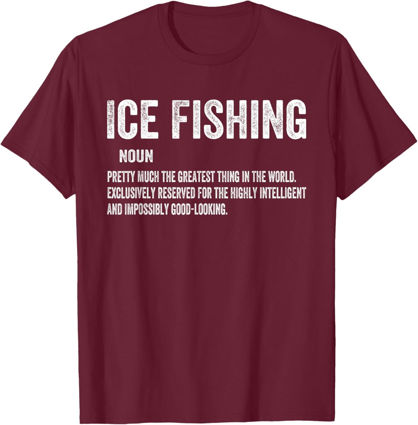 Ice Fishing Women Snow Holes Fishermen -Adults , Black, Small, Short Sleeve, Classic Fit, Polyester 100% T-Shirt - T-Shirt | Maroon