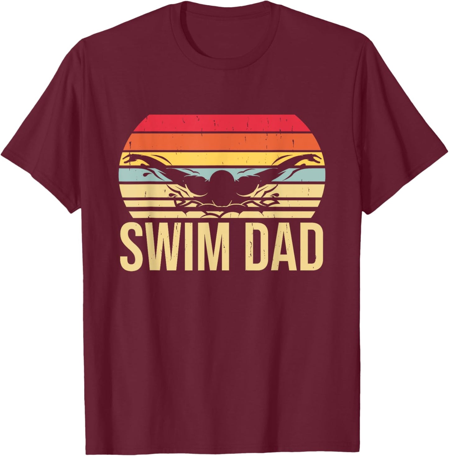 Swim Dad Swimming Butterfly T-Shirt - T-Shirt | Maroon