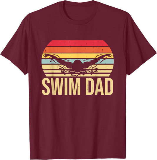 Swim Dad Swimming Butterfly T-Shirt - T-Shirt | Maroon