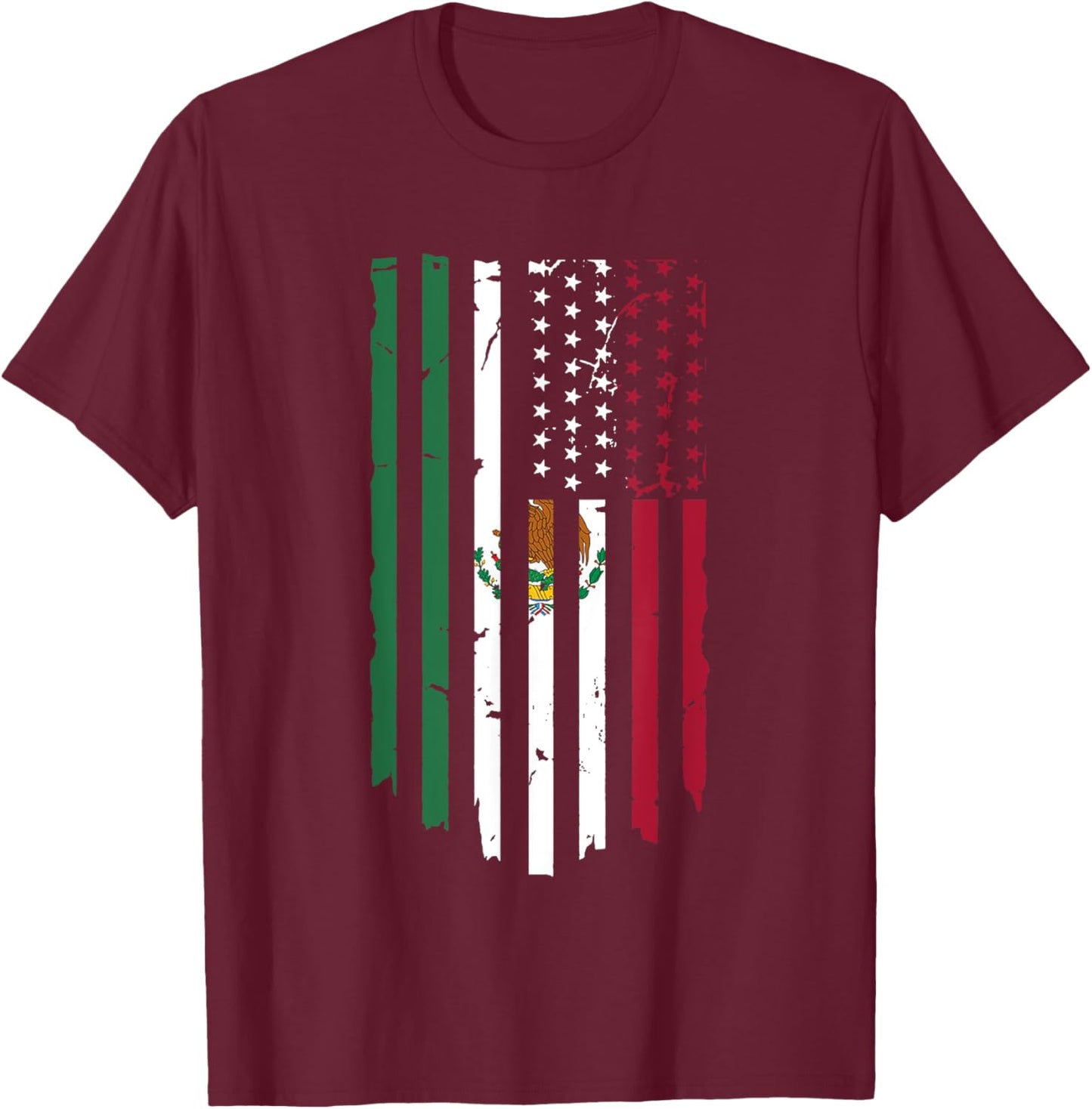 Mexico US Flag Patriot Mexican Flag American Flag T-Shirt - T-Shirt | Maroon